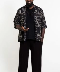 HaremPants.com Women's Japanese Print Cotton Kimono Cardigan In Black