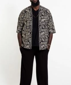 HaremPants.com Women's Elephant Print Cotton Kimono Cardigan In Black