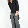 HaremPants.com Thai Cotton Men Drawstring Pants With Hill Tribe Trim Dark Gray Men's
