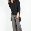 HaremPants.com Men's Thai Cotton Men Drawstring Pants With Hill Tribe Trim Gray