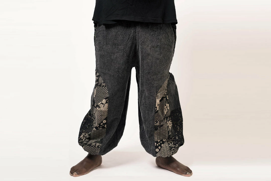 HaremPants.com Plus Size Stone Washed Patchwork Men Unisex Pants In Black Women's 4 HaremPants.com Plus Size Stone Washed Patchwork Men Unisex Pants In Black Women's