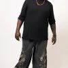 HaremPants.com Plus Size Stone Washed Patchwork Men Unisex Pants In Black Women's