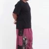HaremPants.com Plus Size Stone Washed Patchwork Men Unisex Pants In Magenta