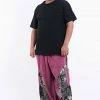 HaremPants.com Men's Plus Size Stone Washed Patchwork Men Pants In Pink