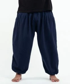 HaremPants.com Plus Size Genie Men's Cotton Harem Pants In Navy