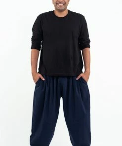 HaremPants.com Plus Size Genie Men's Cotton Harem Pants In Navy