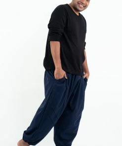 HaremPants.com Plus Size Genie Men's Cotton Harem Pants In Navy