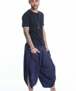 HaremPants.com Stone Washed Large Pockets Men's Harem Pants In Blue