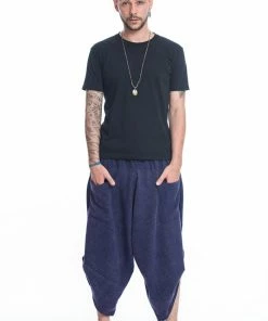 HaremPants.com Stone Washed Large Pockets Men's Harem Pants In Blue