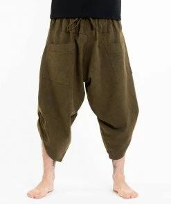 HaremPants.com Stone Washed Large Pockets Men's Harem Pants In Olive Green