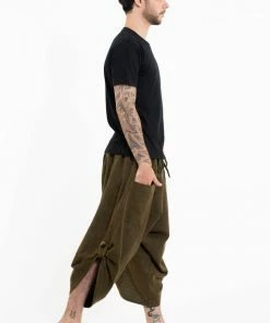HaremPants.com Stone Washed Large Pockets Men's Harem Pants In Olive Green