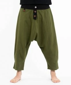 HaremPants.com Cotton Men's Harem Pants With Faux Buttons In Green