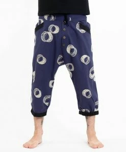 HaremPants.com Circles Men's Harem Pants With Faux Buttons In Navy