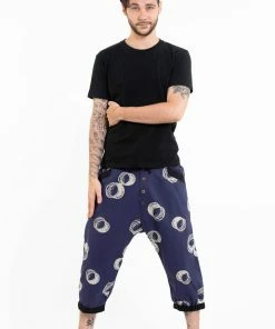 HaremPants.com Circles Men's Harem Pants With Faux Buttons In Navy