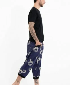 HaremPants.com Circles Men's Harem Pants With Faux Buttons In Navy