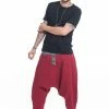 HaremPants.com Cotton Men's Harem Pants With Faux Buttons In Red