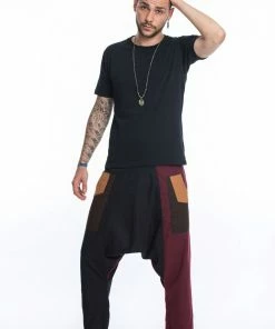 HaremPants.com Patchwork Cotton Men's Harem Pants In Black