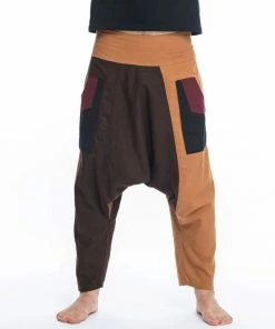HaremPants.com Patchwork Cotton Men's Harem Pants In Brown