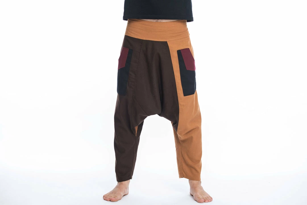 HaremPants.com Patchwork Cotton Men's Harem Pants In Brown 4 HaremPants.com Patchwork Cotton Men's Harem Pants In Brown