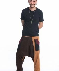 HaremPants.com Patchwork Cotton Men's Harem Pants In Brown
