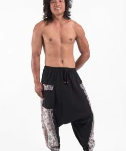 HaremPants.com Elephant Aztec Cotton Men's Harem Pants In Black