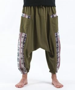 HaremPants.com Elephant Aztec Cotton Men's Harem Pants In Green