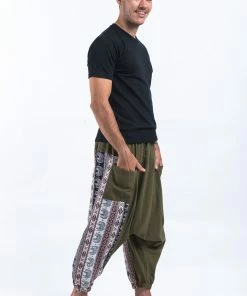 HaremPants.com Elephant Aztec Cotton Men's Harem Pants In Green