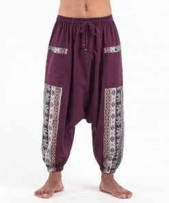 HaremPants.com Elephant Aztec Cotton Men's Harem Pants In Purple