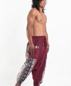 HaremPants.com Elephant Aztec Cotton Men's Harem Pants In Red