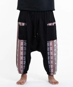 HaremPants.com Plus Size Elephant Aztec Cotton Men's Harem Pants In Black