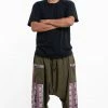 HaremPants.com Plus Size Elephant Aztec Cotton Men's Harem Pants In Green