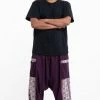 HaremPants.com Plus Size Elephant Aztec Cotton Men's Harem Pants In Purple