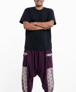 HaremPants.com Plus Size Elephant Aztec Cotton Men's Harem Pants In Purple