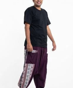 HaremPants.com Plus Size Elephant Aztec Cotton Men's Harem Pants In Purple