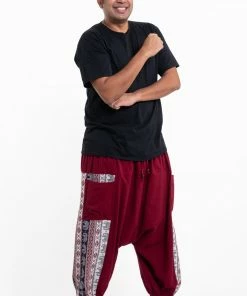HaremPants.com Plus Size Elephant Aztec Cotton Men's Harem Pants In Red