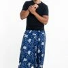 HaremPants.com Women's Elephant Prints Men's Low Cut Cotton Harem Pants In Indigo
