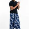 HaremPants.com Fan Prints Men's Low Cut Cotton Harem Pants In Indigo
