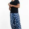 HaremPants.com Polkadot Prints Men's Low Cut Cotton Harem Pants In Indigo Women's