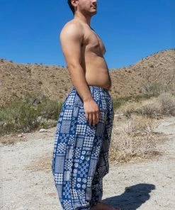 HaremPants.com Women's Plus Size Patchwork Prints Men's Low Cut Cotton Harem Pants In Indigo 7 HaremPants.com Women's Plus Size Patchwork Prints Men's Low Cut Cotton Harem Pants In Indigo