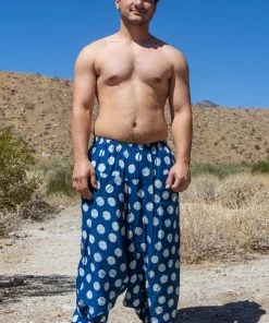 HaremPants.com Plus Size Polkadot Prints Men's Low Cut Cotton Harem Pants In Indigo Women's 9 HaremPants.com Plus Size Polkadot Prints Men's Low Cut Cotton Harem Pants In Indigo Women's