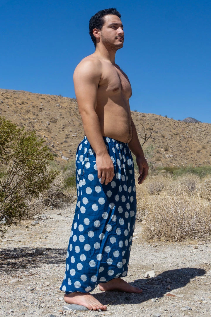 HaremPants.com Plus Size Polkadot Prints Men's Low Cut Cotton Harem Pants In Indigo Women's 5 HaremPants.com Plus Size Polkadot Prints Men's Low Cut Cotton Harem Pants In Indigo Women's