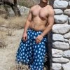 HaremPants.com Plus Size Polkadot Prints Men's Low Cut Cotton Harem Pants In Indigo Women's