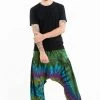 HaremPants.com Tie Dye Cotton Men Harem Pants In Green Blue Men's