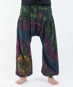 HaremPants.com Tie Dye Cotton Men Harem Pants In Green Indigo Men's