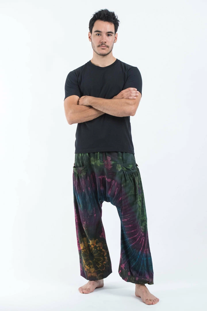 HaremPants.com Tie Dye Cotton Men Harem Pants In Green Indigo Men's 3 HaremPants.com Tie Dye Cotton Men Harem Pants In Green Indigo Men's