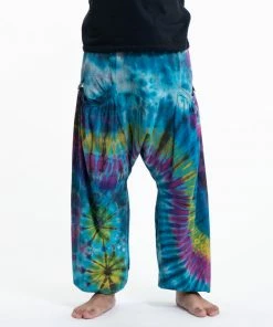 HaremPants.com Tie Dye Cotton Men Harem Pants In Sky Blue