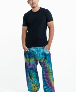 HaremPants.com Tie Dye Cotton Men Harem Pants In Sky Blue