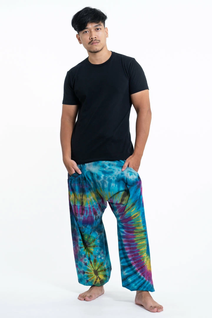 HaremPants.com Tie Dye Cotton Men Harem Pants In Sky Blue 3 HaremPants.com Tie Dye Cotton Men Harem Pants In Sky Blue