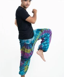 HaremPants.com Tie Dye Cotton Men Harem Pants In Sky Blue 7 HaremPants.com Tie Dye Cotton Men Harem Pants In Sky Blue