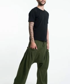 HaremPants.com Cotton Men Harem Pants In Solid Green